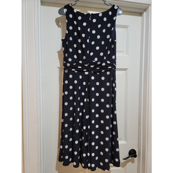 EUC Chap's Women's Cocktail Dress. Navy & White Polka Dot. Size L. - Picture 5 of 6